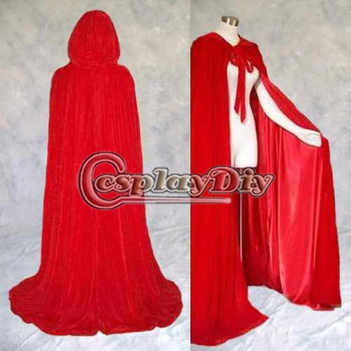 Lined Red Velvet Satin Cloak Medieval Witchcraft Wicca Cape Adult Women Winter Outside Wedding Cloak Halloween Costume D0419