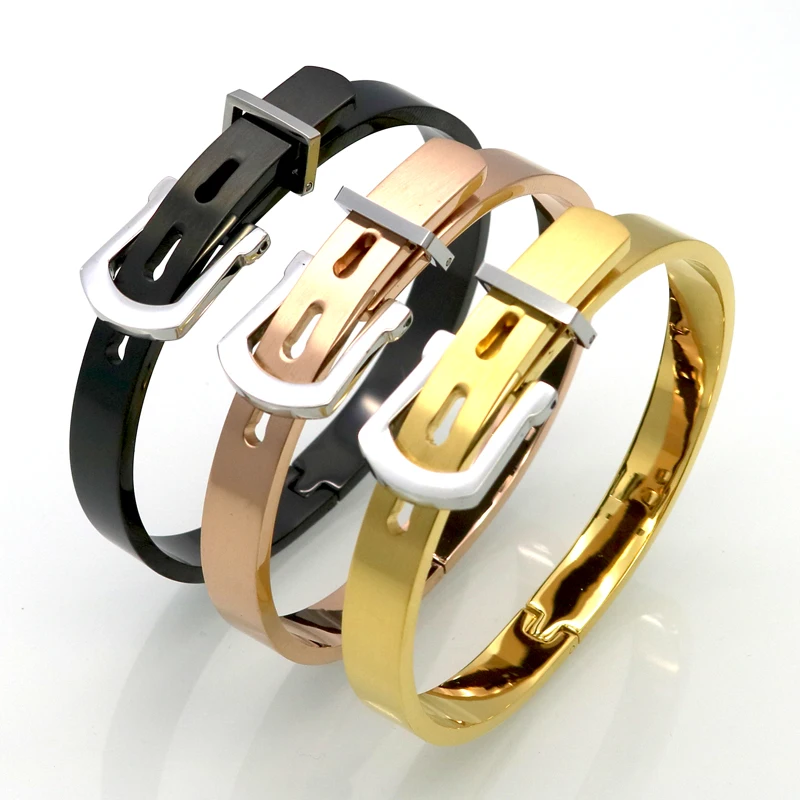 Famous Fashion Brand Jewelry Bangle Unisex Women/Men Jewelry Wholesale 4 Colors Gold Color Round Trendy Belt Bracelets Bangles