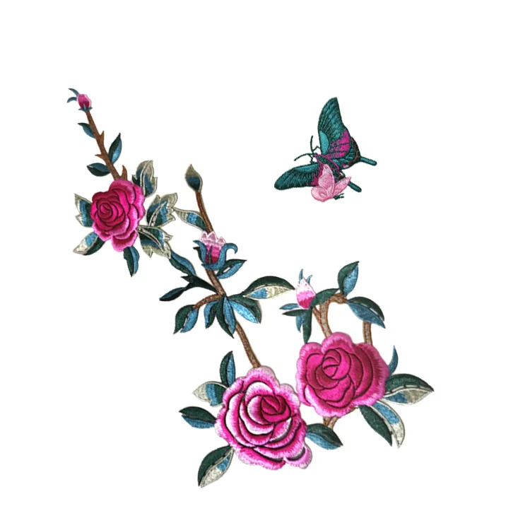 New Orchid Peony Rose patch vintage embroidered applique fashion clothing decoration sew on patch accessories Motif patch