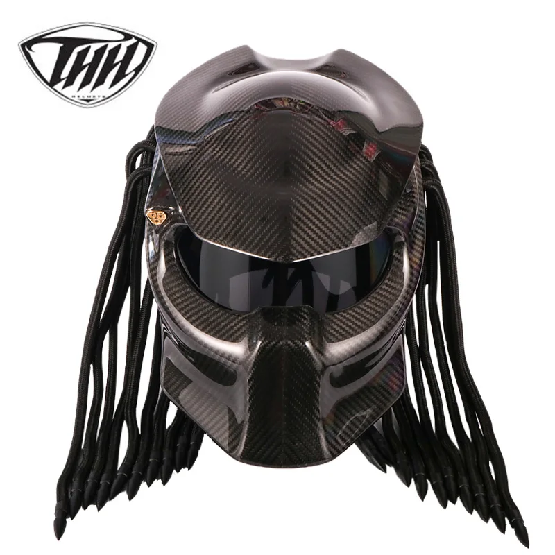 

Carbon Fiber Motorcycle Predator Helmet Full Face DOT certification High quality casco depredador clear colorful lens