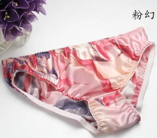 4 PACK 100% Silk Women's Low Waist Print Underwear Briefs Lingerie Panties MS008