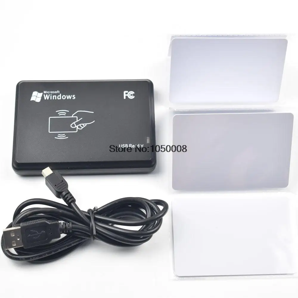 125Khz Black USB Proximity Sensor Smart RFID ID Card Reader + 5pcs TK4100 Card