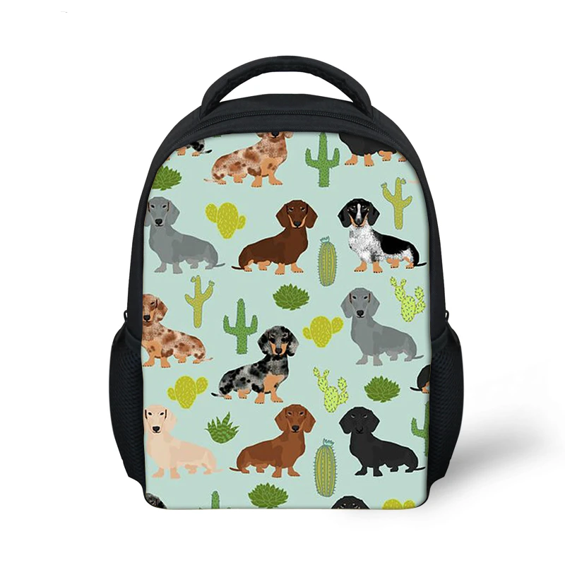 ELVISWORDS Cartoon Pet Dog School Backpack Girls Boys Kindergarten Kids Bag Mochila Escolar Dachshund Small School Bags For Baby