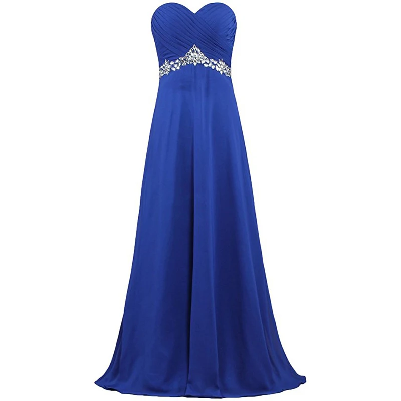 

Royal Blue Purple Robe De Soire Long Formal Evening Dresses Party Gowns Sweetheart Pleats Chiffon Lace-up Back Vestido De Festa