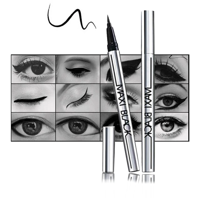 Delineador de ojos líquido negro, lápiz de larga duración, resistente al agua, herramientas cosméticas de maquillaje bonitas, 1 unidad