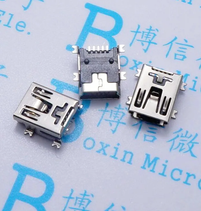 200 stks Mini USB connector SMD USB Data interface 5pin 5 naald mini Micro usb socket AQJG
