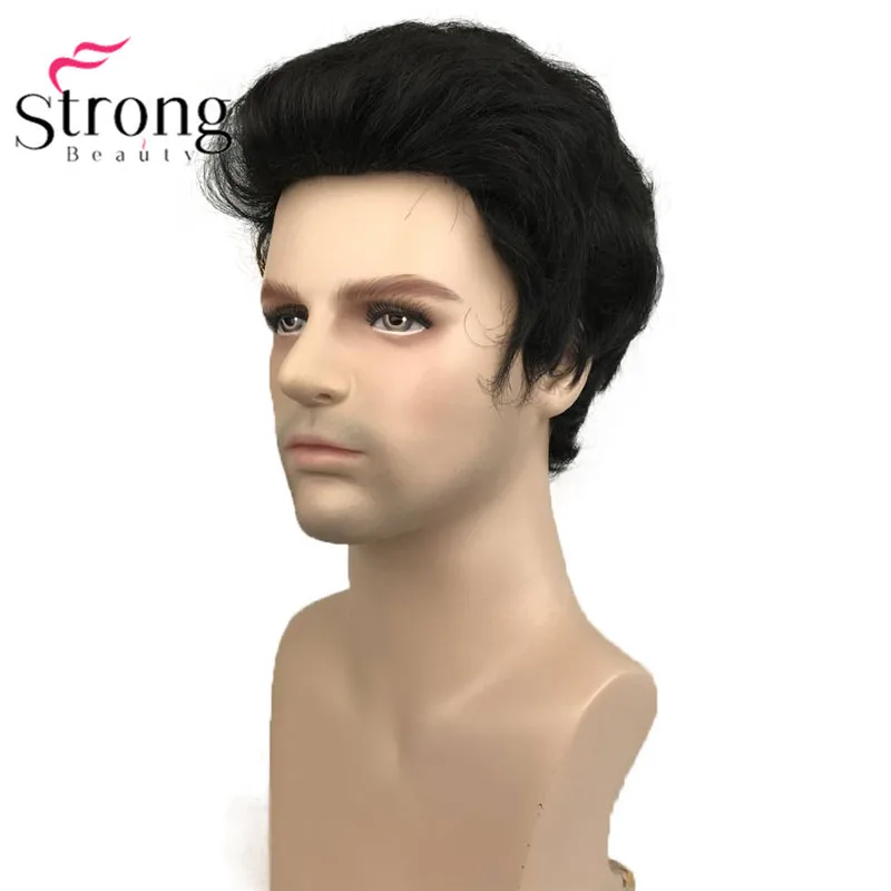 StrongBeauty Black Short Men\'s Wigs Synthetic Full Wig for Men