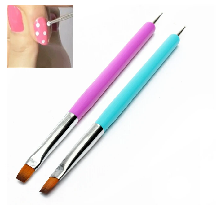 free shipping! NEW 2-Ways purpleNail Art Pen Painting Dotting Acrylic UV Gel Polish Brush Liners Tool