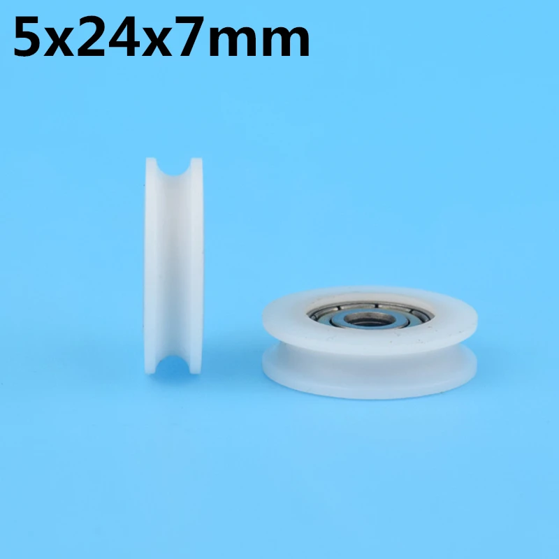 

1Pcs 5x24x7 mm U groove Nylon Plastic Wheel With Bearings POM Doors and windows DIY