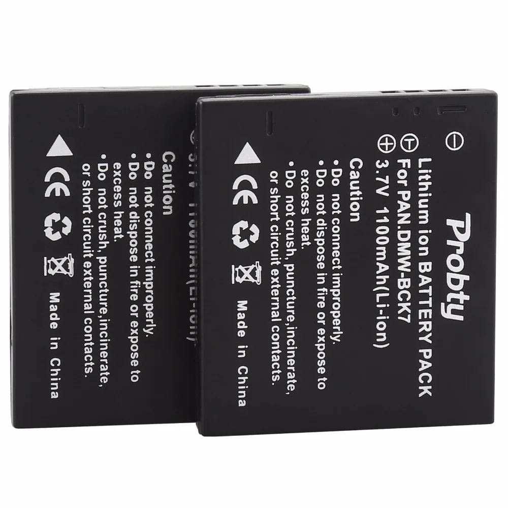 2Pcs Probty DMW-BCK7 DMW BCK7 Battery + Charger for Panasonic DMC-S1A DMC-S1K DMC-S1N DMC-S1P DMC-S1S DMC-S3 DMC-S3A DMC-TS30