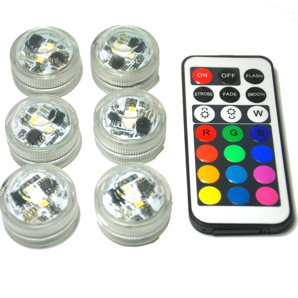 Kitosun-Mini luz LED sumergible con forma de diamante para decoración de boda, luz RGB, blanco cálido, batería CR2032, resistente al agua