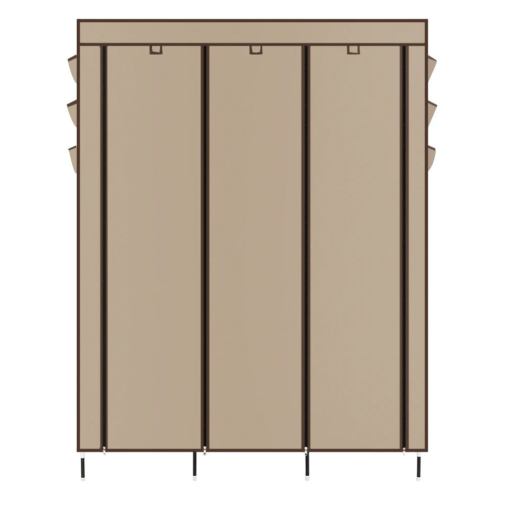 Guarda-roupa bege de 69 polegadas., tecido de não-tecido montado de pernas altas.