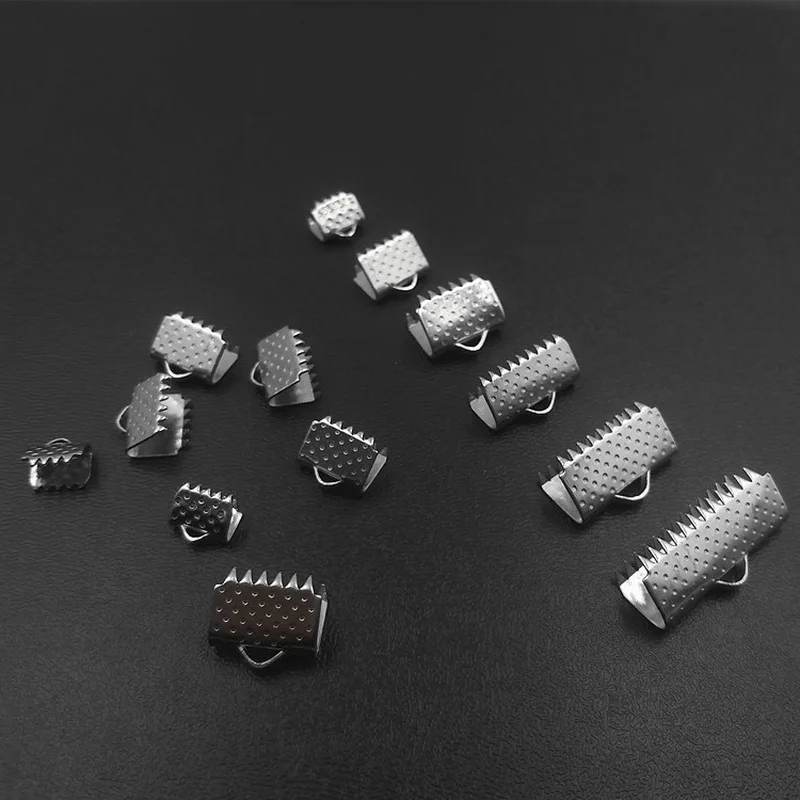 

100pcs/lot Wholesale Stainless Steel Connector End Caps Leather Cord Crimp Beads For Jewelry DIY Making Cip Accessories