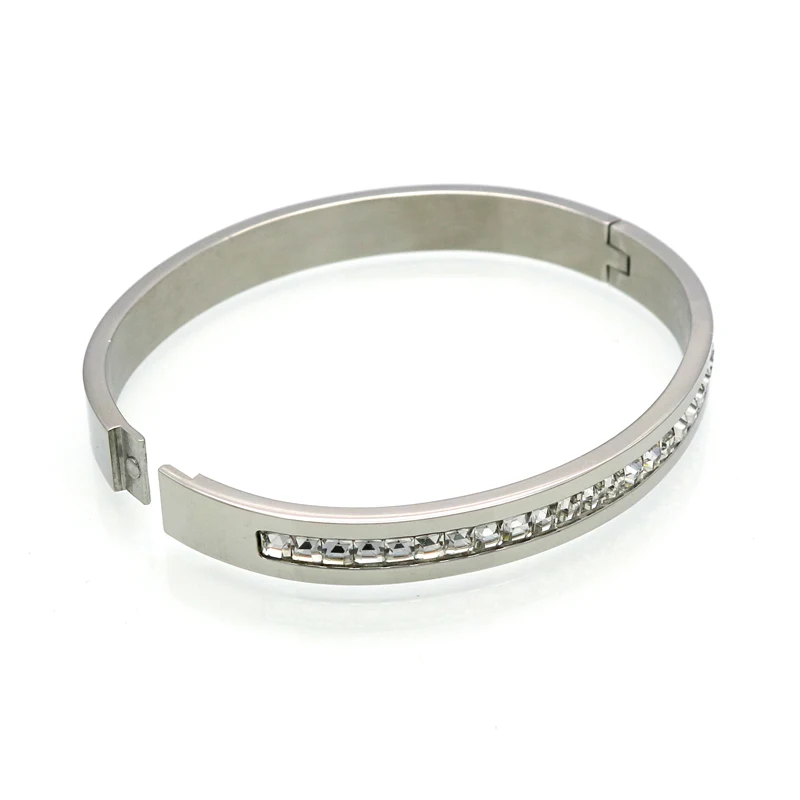 Fashion Costume Couples Jewelry Stainless Steel Lover Bracelets & Bangles Gift For Women/Men Square Gold Color Crystal Bracelets