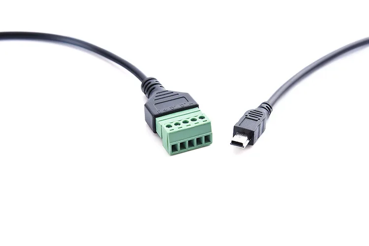 Cable adaptador Mini 5p macho de 30CM a 5 terminales de tornillo hembra, conector para teléfonos, tabletas y más
