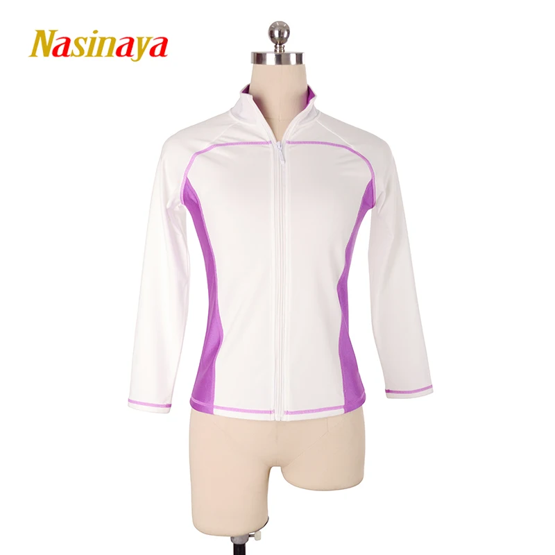 Figure Skating Competition Training Jacket Women's Artistic Gymnastics Zipper Tight Top Performance White Purple