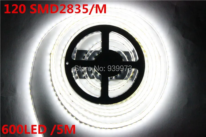 

12V 24V 5M 2835 SMD 120led/m 600Leds White Warm White Neutral white Flexible LED Strip Waterproof more brighter than 3528 strip