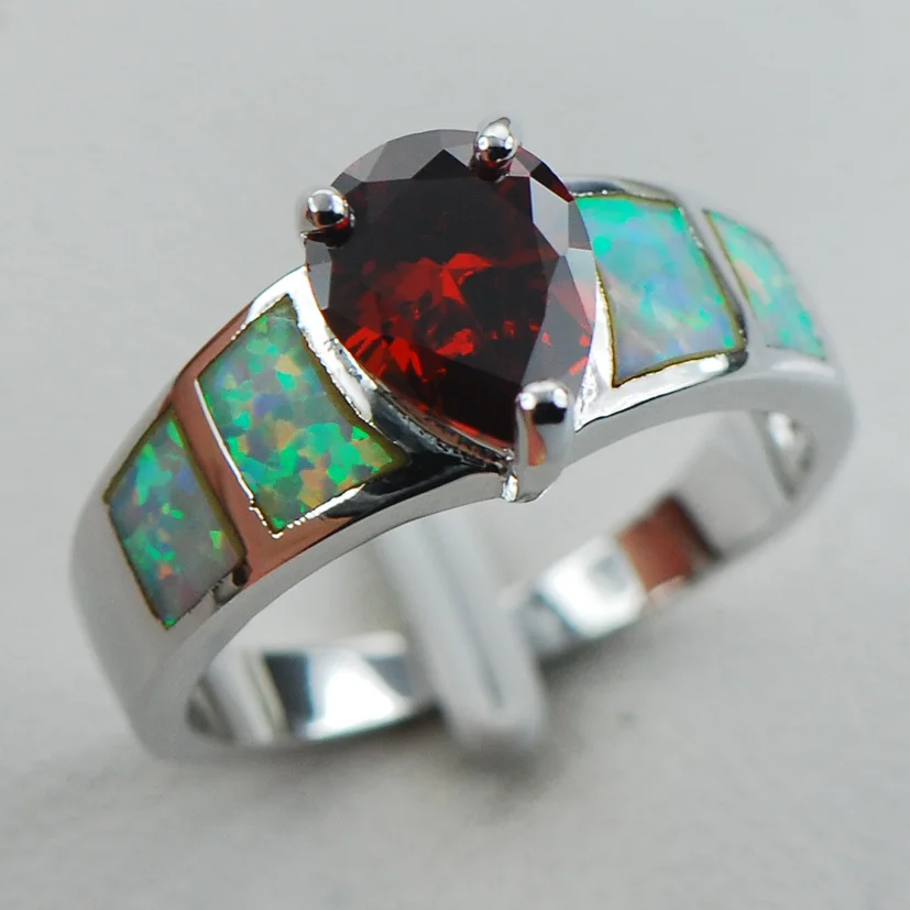 

Garnet White Opal 925 Sterling Silver Ring Size 6 7 8 9 10 R1268