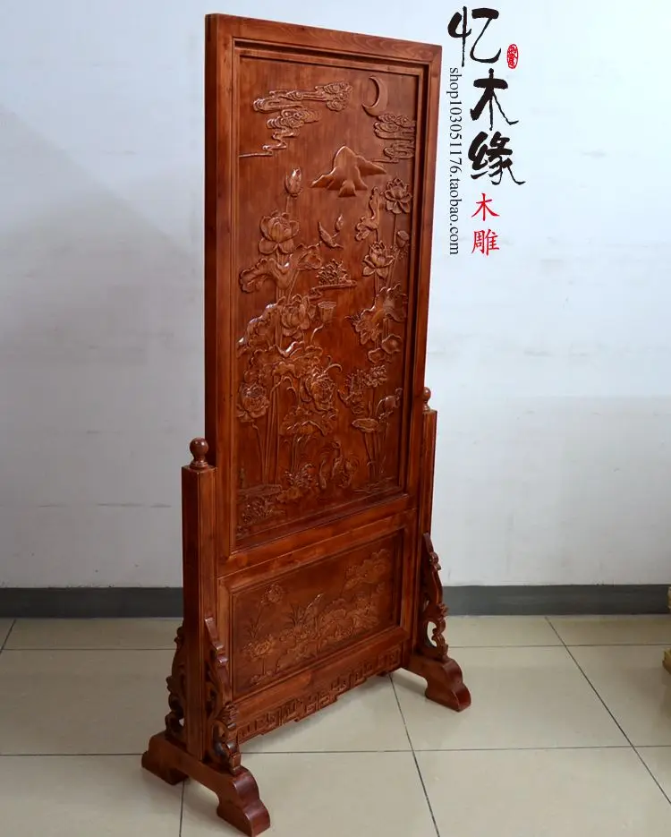 Landing screen May there be surpluses every year. Dongyang wood carving wood plaque vertical seat screen sitting screen Chinese