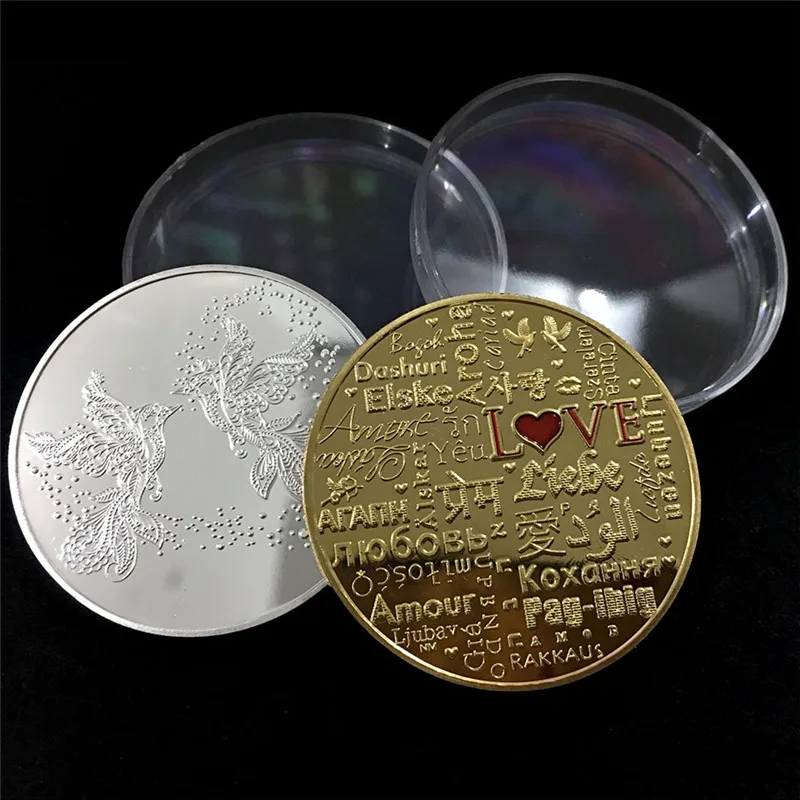 Couple Collection Art Gifts Souvenir Lucky Coin Commemorative Coin Lucky Love Words Romance