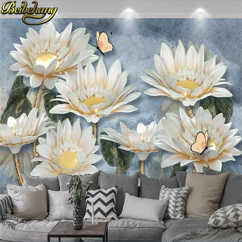 

beibehang Custom 3d wallpaper three-dimensional retro sunflower modern relief background wall lying wall papers home decor