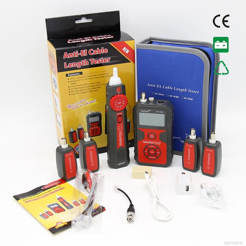 LCD Wire tracker Cable Tracer  RJ45 BNC Coaxial Cable Length Tester Cable Fault Locator VFL UTP STP RJ45 Cat5 CAT6