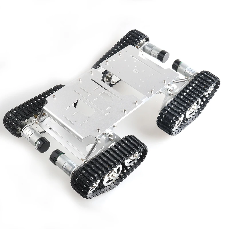 รีโมทคอนโทรล4wd ตัวหน่วงการสั่นสะเทือนหุ่นยนต์ถัง Chassis ชุดกับ4Pcs 12V จอ DC อะลูมินัมอัลลอยกรอบสำหรับ Arduino DIY TS400