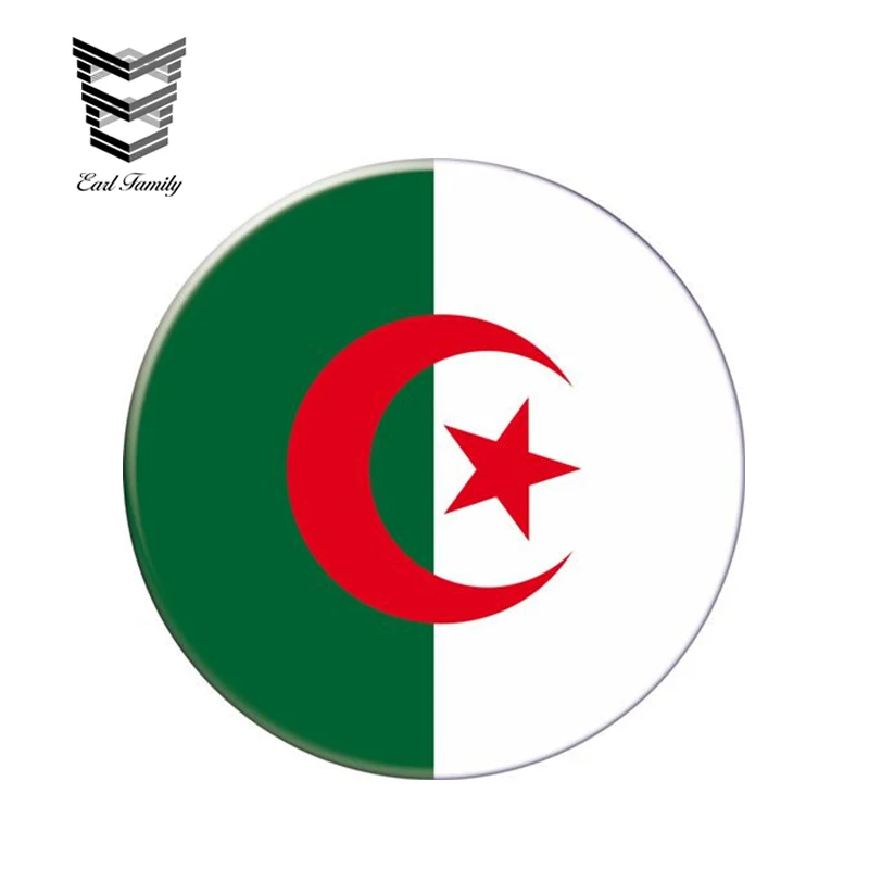 EARLFAMILY 13cm x 13cm Auto Moto Bike Suitcase Laptop Flag Round Algeria Decal Reflective Car Sticker Waterproof 3D Car Styling