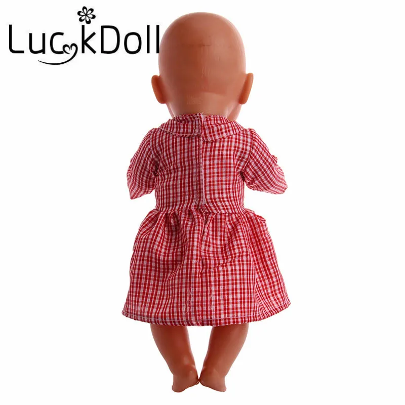 New Arrival Red Plaid Dress for 18-Inch American Doll, Best Gift for Children