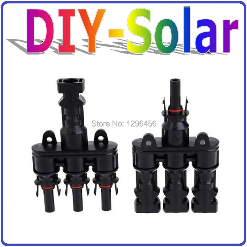 

3 to 1 T- branch solar connector for PV Cable 2.5mm 4mm2 6mm2, 3 in 1 solar panels parallel connector Waterproof IP67