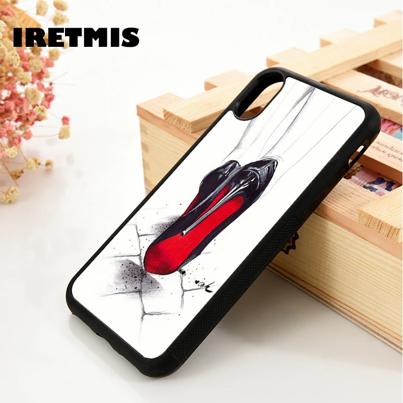 Iretmis 5 5S SE 6 6S Soft TPU Silicone  phone case cover for iPhone 7 8 plus X Xs 11 Pro Max XR high heel shoes