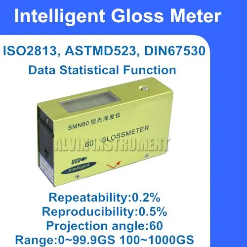 شحن مجاني ذكي لمعان متر USB واجهة البيانات البرمجيات المدى: 0 ~ 99.9GS 100 ~ 1000GS 60 درجة ISO2813 ASTMD523 DIN67530