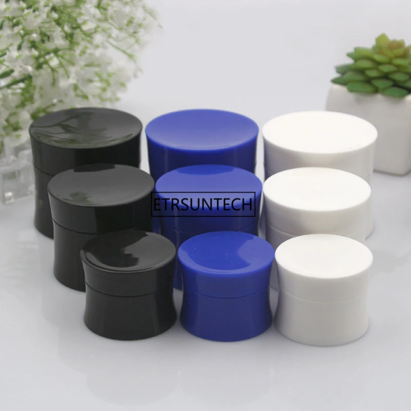 100pcs15g 30g 50g Empty White Black Blue Plastic Cosmetic Cream jars Top Grade Lucifugal Empty Cosmetic Containers F2342