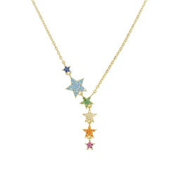 2024 Women Fashion Party Jewelry Micro Pave Colorful Cz Rainbow Star Link Chain Sexy Multi Layer Choker Y Charm Weomen Necklaces