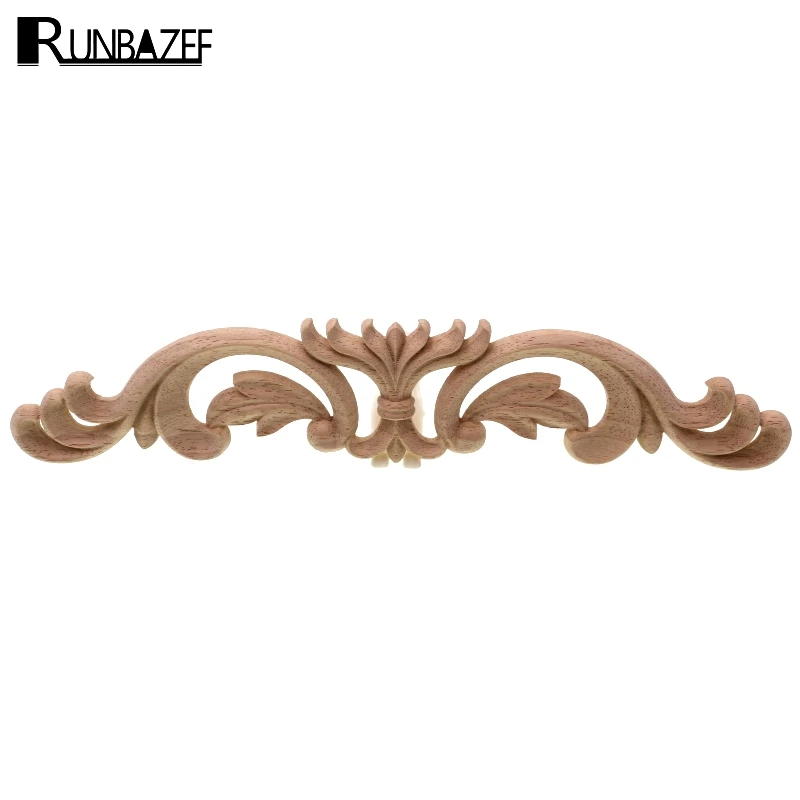 RUNBAZEF Retro Floral Wood Carved Corner Woodcarving Decal Onlay Applique For Vintage Home Decor Furniture Cabinets Figurine