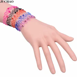 JUCHAO Boho Bracelets for Women Crystal Beads Stretch Tattoo Fish Line Charm Bracelet  Female Jewelry Armbanden Voor Vrouwen