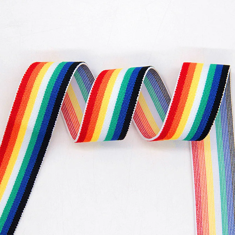 25mm 38mm Rainbow Stripe Elastic Bands Shoulder Bottom Straps Rubber Band for DIY Webbing Garment Underwear Sewing Accessories1M