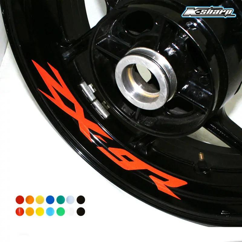 

8X Motorcycle Wheel Hub Tire Inner Rim Sticker MOTO Wheel Reflective sign Decal For KAWASAKI ZX-9R zx9r logo sticker