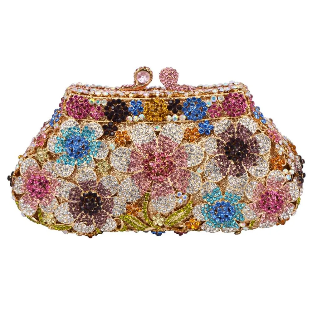 

Colorful Flower Designer Party Purse Clutch Bags Female Evening Bags Wristlets Chain Women Handbags Wedding Bridal Bags SC790