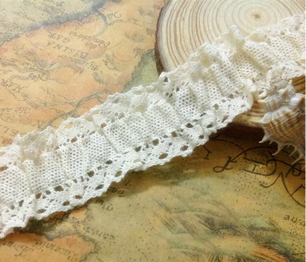 

10 yards/lot width 2.7cm 1.06" beige stretch elastic cotton embroidery lace trim ribbon D2646L4K543