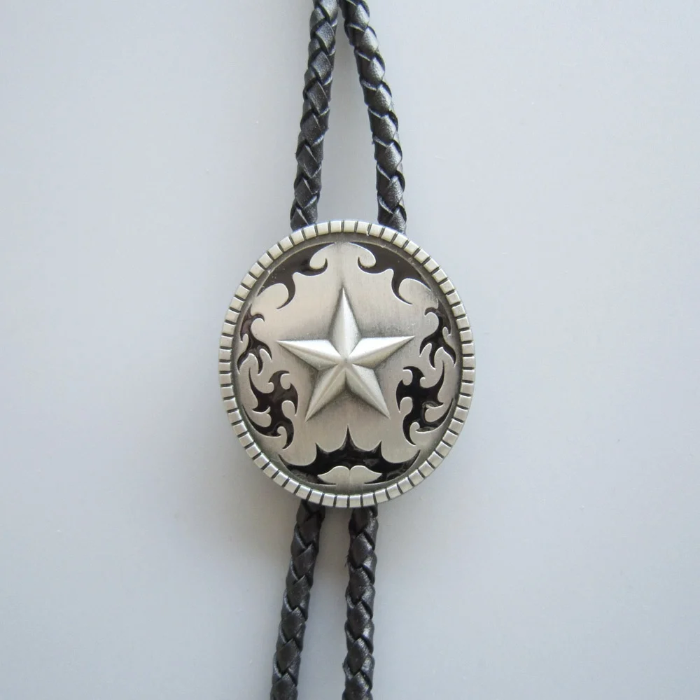 Vintage Style Western Oval Star Wedding Bolo Tie Neck Tie Leather Necklace also Stock in US