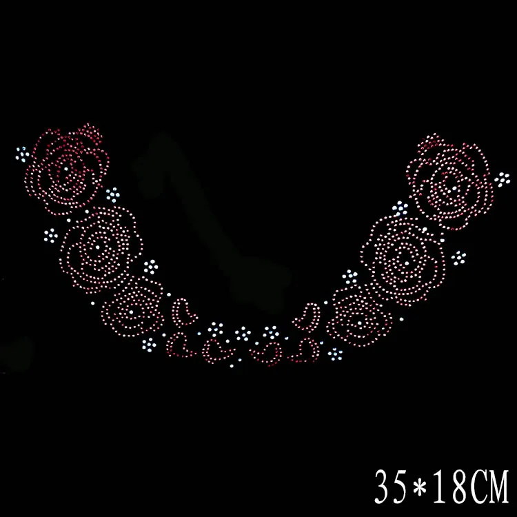 

2pc/lot neckline flower Hot fix rhinstonne motif iron on crystal transfers design iron on clothes decor rhinestone applique