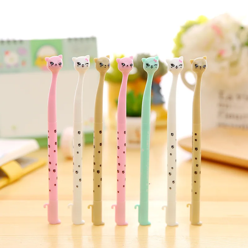 36 PCs Korean Creative Cute High-legged Cat Neutral Pen Student Neutral Pen Stationery Wholesale Factory Direct Sales