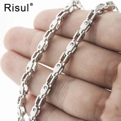 Risul 3.5mm Box Chain Punk Style for Men thick box Necklace Shiny Stainless steel Chains Mens diy Jewelry Wholesale 5pcs