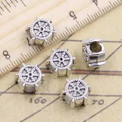 10pcs Beads Anchor Helm Rudder 4.5mm Big Hole Charms European Pendant Fit For Bracelet DIY Antique Silver Color Fit Making