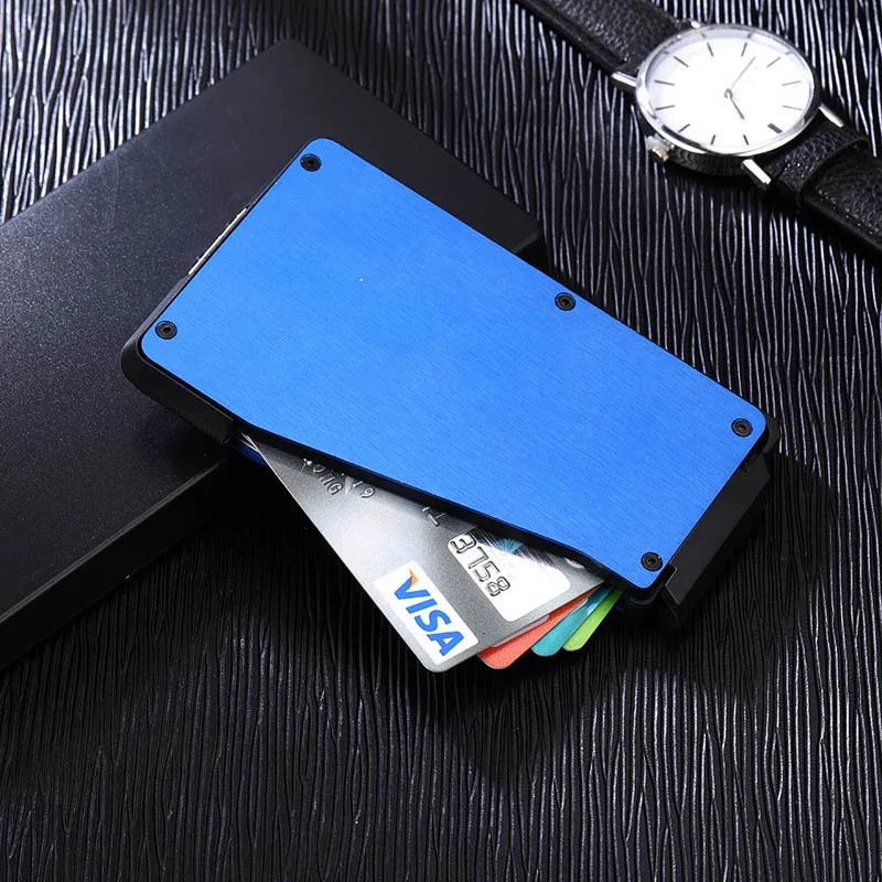 Maideduod Carbon Fiber Metal Credit Card Holder Rfid Wallet Blocking Portable ID Card Case Men Aluminum Clip Pocket Porte Carte