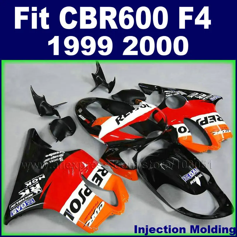 ABS Motorcycle Injection fairing bodyworks for HONDA orange repsol CBR600 F4 1999 2000 CBR600F 99 00 CBR600F fairngs kits