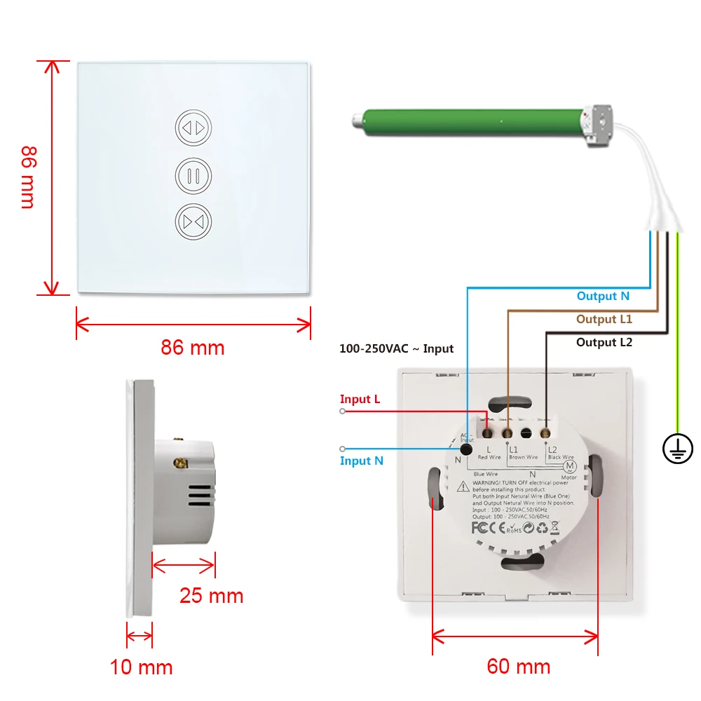 Tuya Smart Life EU WiFi rolluikgordijnschakelaar voor elektrisch gemotoriseerde jaloezieën met afstandsbediening Google Home Aelxa Echo