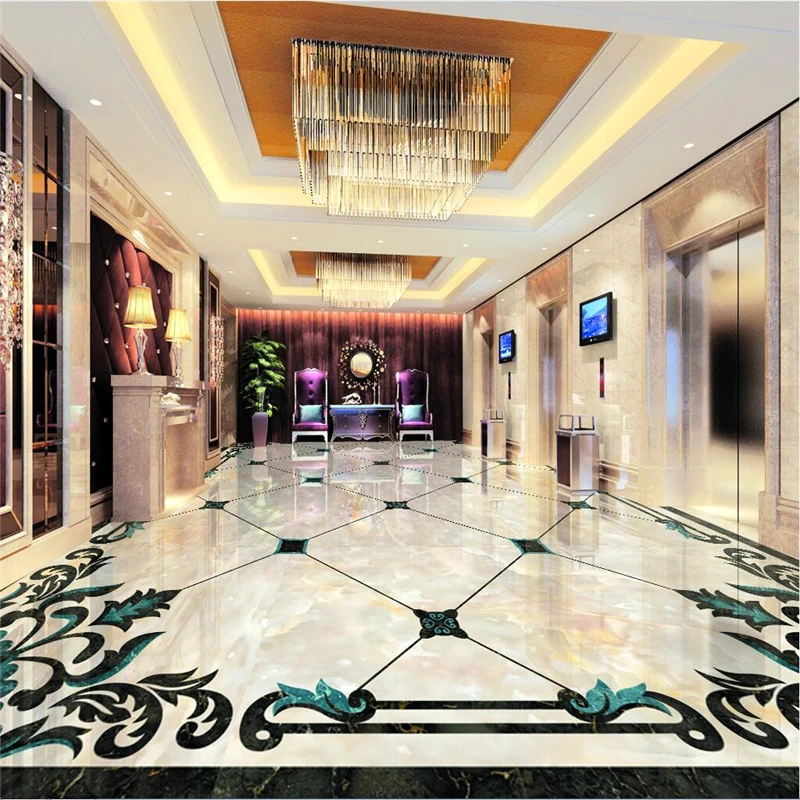 

beibehang Custom photo floor painting murals to paste European marble parquet flooring papel de parede 3d para sala atacado