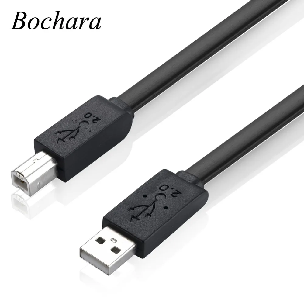 Bochara 1.5m 5ft Flat USB 2.0 Printer Cable Type A Male to Type B Male Pure Copper Core Premium Quality